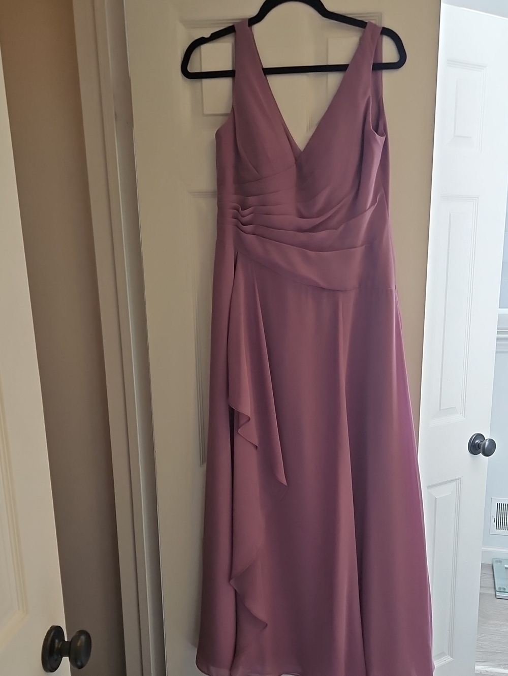 Azazi Kori Mauve A Line Pleated Chiffron Dress